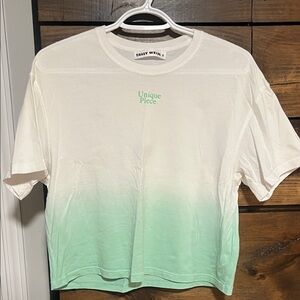 Tally Weijl Unique Piece Ombre Short Sleeve Tee - White to Mint